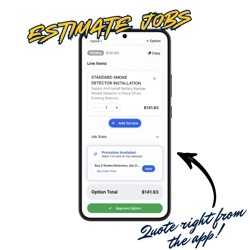 The Going Rate electrical pricing app estimating feature screenshot.